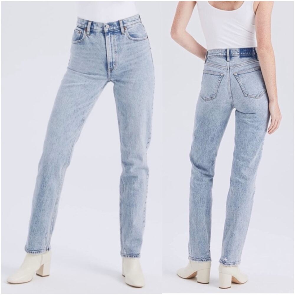 Abercrombie & Fitch 90s Ultra High Rise Light Acid Wash Straight Jeans